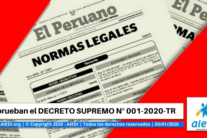 Graphic edition of Supreme Decree No. 001-2020-TR.