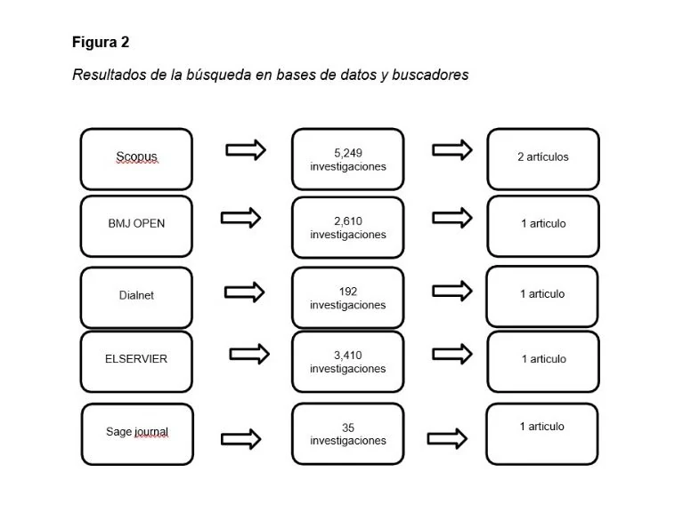 FIG 2 Resultados de la búsqueda en bases de datos y buscadores